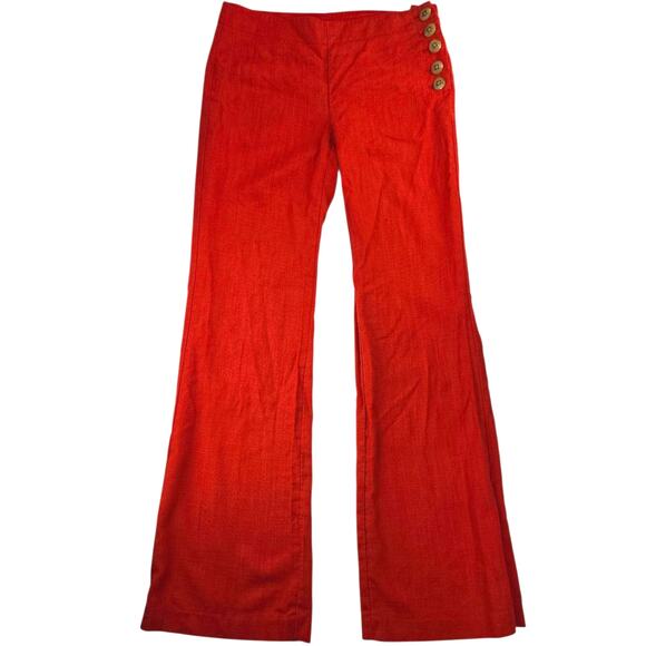 Elevenses by Anthropologie | Red/Orange Edisto Linen Blend Pants | Size 4 - Picture 2 of 7